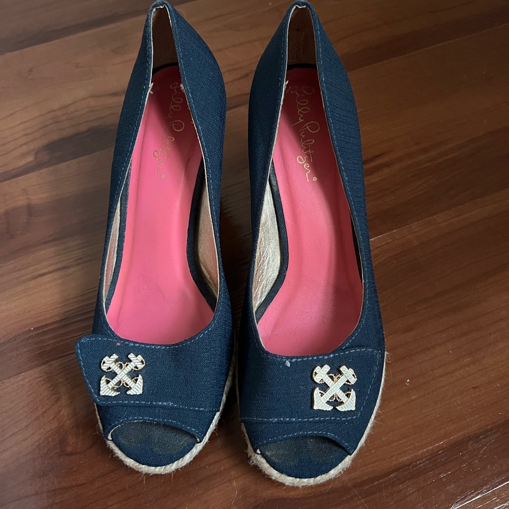Lilly Pulitzer Resort Chic Wedge Critter Size 6.5 Anchors Away